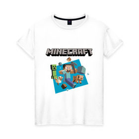 Женская футболка хлопок с принтом Heroes of Minecraft в Тюмени, 100% хлопок | прямой крой, круглый вырез горловины, длина до линии бедер, слегка спущенное плечо | boom | minecraft | игры | компьютерные игры | майнкрафт