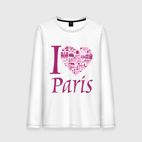 Мужской лонгслив хлопок с принтом люблю Париж в Тюмени, 100% хлопок |  | i love paris | i paris | люблю париж | я люблю париж