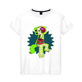 Женская футболка хлопок с принтом The creeper в Тюмени, 100% хлопок | прямой крой, круглый вырез горловины, длина до линии бедер, слегка спущенное плечо | крипер