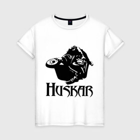Женская футболка хлопок с принтом Huskar в Тюмени, 100% хлопок | прямой крой, круглый вырез горловины, длина до линии бедер, слегка спущенное плечо | 