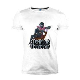 Мужская футболка премиум с принтом Templar assassin в Тюмени, 92% хлопок, 8% лайкра | приталенный силуэт, круглый вырез ворота, длина до линии бедра, короткий рукав | dota | dota 2 | дота | дота 2 | компьютерные игры | персонаж доты