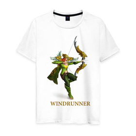 Мужская футболка хлопок с принтом Windrunner в Тюмени, 100% хлопок | прямой крой, круглый вырез горловины, длина до линии бедер, слегка спущенное плечо. | dota | dota 2 | windrunner | герои dota | герои доты | дота | дота 2 | игры | компьютерные игры