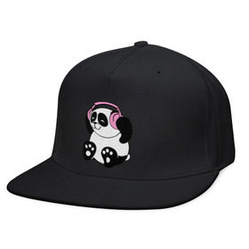 Кепка снепбек с прямым козырьком с принтом Panda in headphones (панда в наушниках) в Тюмени, хлопок 100% |  | Тематика изображения на принте: панда