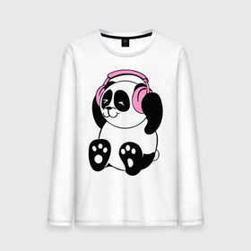 Мужской лонгслив хлопок с принтом Panda in headphones (панда в наушниках) в Тюмени, 100% хлопок |  | Тематика изображения на принте: панда