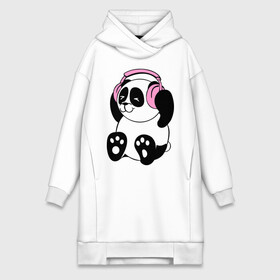 Платье-худи хлопок с принтом Panda in headphones (панда в наушниках) в Тюмени,  |  | панда