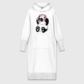 Платье удлиненное хлопок с принтом Panda in headphones (панда в наушниках) в Тюмени,  |  | Тематика изображения на принте: панда