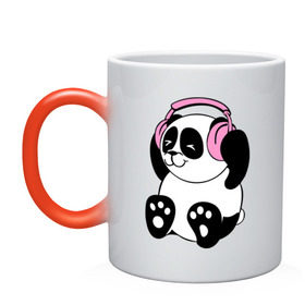 Кружка хамелеон с принтом Panda in headphones (панда в наушниках) в Тюмени, керамика | меняет цвет при нагревании, емкость 330 мл | панда