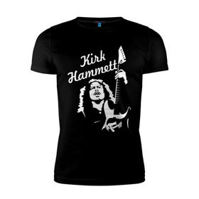 Мужская футболка премиум с принтом Kirk Hammett (Metallica) в Тюмени, 92% хлопок, 8% лайкра | приталенный силуэт, круглый вырез ворота, длина до линии бедра, короткий рукав | металлика