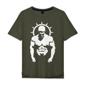 Мужская футболка хлопок Oversize с принтом Железный спорт в Тюмени, 100% хлопок | свободный крой, круглый ворот, “спинка” длиннее передней части | power | sport | качок | мускулы | сила | спорт | спортсмен