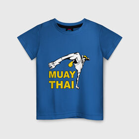 Детская футболка хлопок с принтом Muay thai (Тайский бокс) в Тюмени, 100% хлопок | круглый вырез горловины, полуприлегающий силуэт, длина до линии бедер | Тематика изображения на принте: муай тай