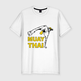 Мужская футболка премиум с принтом Muay thai (Тайский бокс) в Тюмени, 92% хлопок, 8% лайкра | приталенный силуэт, круглый вырез ворота, длина до линии бедра, короткий рукав | муай тай