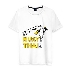 Мужская футболка хлопок с принтом Muay thai (Тайский бокс) в Тюмени, 100% хлопок | прямой крой, круглый вырез горловины, длина до линии бедер, слегка спущенное плечо. | Тематика изображения на принте: муай тай