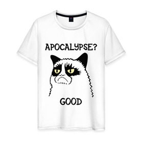 Мужская футболка хлопок с принтом Apocalypse? good (Апокалипсис? хорошо) в Тюмени, 100% хлопок | прямой крой, круглый вырез горловины, длина до линии бедер, слегка спущенное плечо. | apocalypse | апокалипсис | апокалипсис хорошо