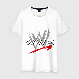 Мужская футболка хлопок с принтом WWE - горизонталь в Тюмени, 100% хлопок | прямой крой, круглый вырез горловины, длина до линии бедер, слегка спущенное плечо. | wrestling | wwe | бои без правил | реслинг | рестлинг | спорт