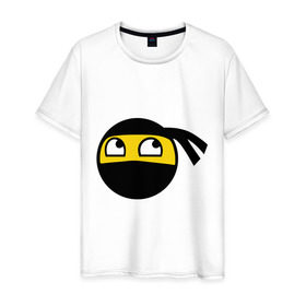 Мужская футболка хлопок с принтом Awesome ninja смайл в Тюмени, 100% хлопок | прямой крой, круглый вырез горловины, длина до линии бедер, слегка спущенное плечо. | awesome | awesome ninja | awesome ninja смайл | ninja смайл | смайл