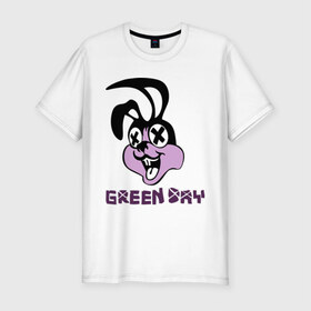 Мужская футболка премиум с принтом Green day rabbit в Тюмени, 92% хлопок, 8% лайкра | приталенный силуэт, круглый вырез ворота, длина до линии бедра, короткий рукав | Тематика изображения на принте: green day | rock | грин дэй | кролик | музыка | рок группа