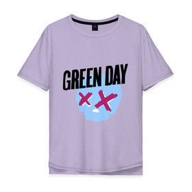 Мужская футболка хлопок Oversize с принтом Green day skull в Тюмени, 100% хлопок | свободный крой, круглый ворот, “спинка” длиннее передней части | Тематика изображения на принте: green day | rock | грин дэй | музыка | рок группа