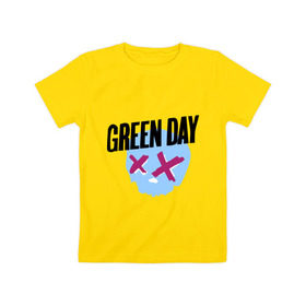 Детская футболка хлопок с принтом Green day skull в Тюмени, 100% хлопок | круглый вырез горловины, полуприлегающий силуэт, длина до линии бедер | green day | rock | грин дэй | музыка | рок группа