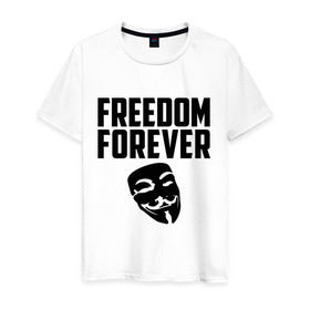Мужская футболка хлопок с принтом Freedom forever в Тюмени, 100% хлопок | прямой крой, круглый вырез горловины, длина до линии бедер, слегка спущенное плечо. | freedom | freedom forever | виндета | свобода на всегда