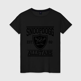 Женская футболка хлопок с принтом Snoopdogg в Тюмени, 100% хлопок | прямой крой, круглый вырез горловины, длина до линии бедер, слегка спущенное плечо | snoopdogg | зарубежный рэп | музыка | рэп | снуп дог