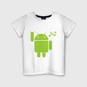 Детская футболка хлопок с принтом android dance в Тюмени, 100% хлопок | круглый вырез горловины, полуприлегающий силуэт, длина до линии бедер | android | андроид