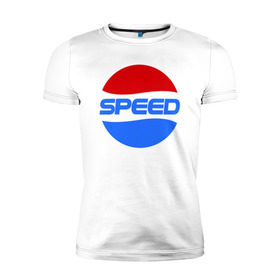 Мужская футболка премиум с принтом Pepsi Speed в Тюмени, 92% хлопок, 8% лайкра | приталенный силуэт, круглый вырез ворота, длина до линии бедра, короткий рукав | Тематика изображения на принте: pepsi | speed | антибренд | бренд | пепси | скорость