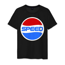 Мужская футболка хлопок с принтом Pepsi Speed в Тюмени, 100% хлопок | прямой крой, круглый вырез горловины, длина до линии бедер, слегка спущенное плечо. | Тематика изображения на принте: pepsi | speed | антибренд | бренд | пепси | скорость