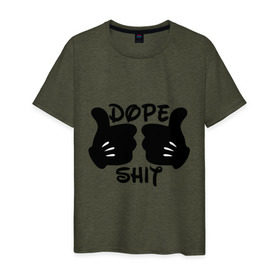 Мужская футболка хлопок с принтом Dope Shit в Тюмени, 100% хлопок | прямой крой, круглый вырез горловины, длина до линии бедер, слегка спущенное плечо. | Тематика изображения на принте: антибренд | кулаки