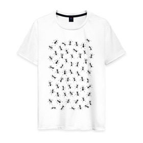 Мужская футболка хлопок с принтом Армия мурашей в Тюмени, 100% хлопок | прямой крой, круглый вырез горловины, длина до линии бедер, слегка спущенное плечо. | армия мураьев | муравьи | насекомые