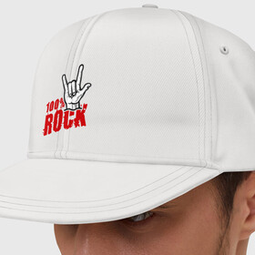 Кепка снепбек с прямым козырьком с принтом 100% Rock (Кoza) в Тюмени, хлопок 100% |  | 100 rock | rock | рок | рок музыка