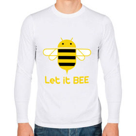 Мужской лонгслив хлопок с принтом Android - Let It Bee в Тюмени, 100% хлопок |  | 