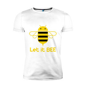 Мужская футболка премиум с принтом Android - Let It Bee в Тюмени, 92% хлопок, 8% лайкра | приталенный силуэт, круглый вырез ворота, длина до линии бедра, короткий рукав | 