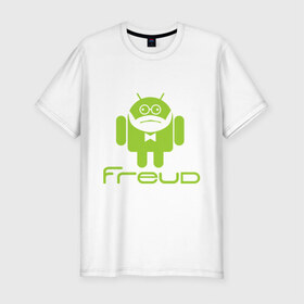 Мужская футболка премиум с принтом Android Freud в Тюмени, 92% хлопок, 8% лайкра | приталенный силуэт, круглый вырез ворота, длина до линии бедра, короткий рукав | android | андроид