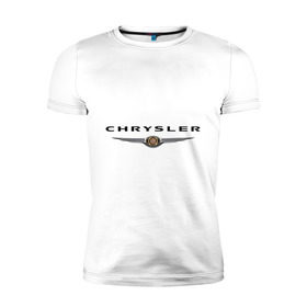 Мужская футболка премиум с принтом Chrysler logo в Тюмени, 92% хлопок, 8% лайкра | приталенный силуэт, круглый вырез ворота, длина до линии бедра, короткий рукав | chrysler | автомобиль chrysler | автомобиль краислер | краислер | логотип chrysler | логотип краислер
