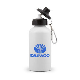 Бутылка спортивная с принтом Logo daewoo в Тюмени, металл | емкость — 500 мл, в комплекте две пластиковые крышки и карабин для крепления | Тематика изображения на принте: daewoo | автомобиль daewoo | автомобиль дейву | дайву | логотип daewoo | логотип дайву | логотип дейву