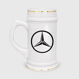 Кружка пивная с принтом Mercedes-Benz logo в Тюмени,  керамика (Материал выдерживает высокую температуру, стоит избегать резкого перепада температур) |  объем 630 мл | Тематика изображения на принте: mercedes | mercedes benz | логотип mercedes | логотип mercedes benz | логотип мерседерс бенс | мерен | мерседерс | мерседерс бенс