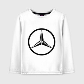Детский лонгслив хлопок с принтом Mercedes-Benz logo в Тюмени, 100% хлопок | круглый вырез горловины, полуприлегающий силуэт, длина до линии бедер | mercedes | mercedes benz | логотип mercedes | логотип mercedes benz | логотип мерседерс бенс | мерен | мерседерс | мерседерс бенс
