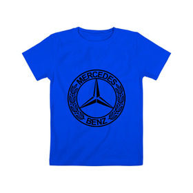 Детская футболка хлопок с принтом Mercedes-Benz в Тюмени, 100% хлопок | круглый вырез горловины, полуприлегающий силуэт, длина до линии бедер | mercedes | mercedes benz | логотип mercedes | логотип mercedes benz | логотип мерседерс бенс | мерен | мерседерс | мерседерс бенс