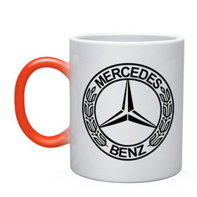 Кружка хамелеон с принтом Mercedes-Benz в Тюмени, керамика | меняет цвет при нагревании, емкость 330 мл | Тематика изображения на принте: mercedes | mercedes benz | логотип mercedes | логотип mercedes benz | логотип мерседерс бенс | мерен | мерседерс | мерседерс бенс