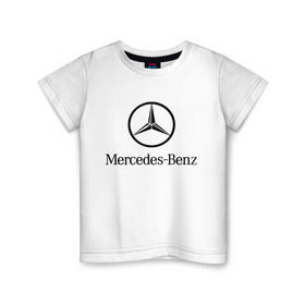 Детская футболка хлопок с принтом Logo Mercedes-Benz в Тюмени, 100% хлопок | круглый вырез горловины, полуприлегающий силуэт, длина до линии бедер | mercedes | mercedes benz | логотип mercedes | логотип mercedes benz | логотип мерседерс бенс | мерен | мерседерс | мерседерс бенс