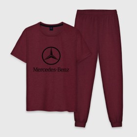 Мужская пижама хлопок с принтом Logo Mercedes-Benz в Тюмени, 100% хлопок | брюки и футболка прямого кроя, без карманов, на брюках мягкая резинка на поясе и по низу штанин
 | Тематика изображения на принте: mercedes | mercedes benz | логотип mercedes | логотип mercedes benz | логотип мерседерс бенс | мерен | мерседерс | мерседерс бенс