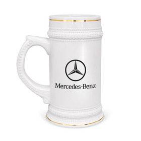 Кружка пивная с принтом Logo Mercedes-Benz в Тюмени,  керамика (Материал выдерживает высокую температуру, стоит избегать резкого перепада температур) |  объем 630 мл | mercedes | mercedes benz | логотип mercedes | логотип mercedes benz | логотип мерседерс бенс | мерен | мерседерс | мерседерс бенс