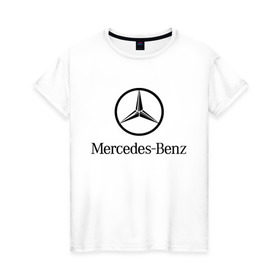 Женская футболка хлопок с принтом Logo Mercedes-Benz в Тюмени, 100% хлопок | прямой крой, круглый вырез горловины, длина до линии бедер, слегка спущенное плечо | mercedes | mercedes benz | логотип mercedes | логотип mercedes benz | логотип мерседерс бенс | мерен | мерседерс | мерседерс бенс