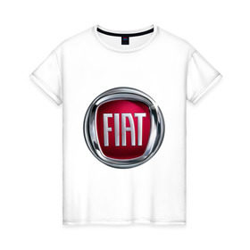 Женская футболка хлопок с принтом FIAT logo в Тюмени, 100% хлопок | прямой крой, круглый вырез горловины, длина до линии бедер, слегка спущенное плечо | fiat | автомобиль фиат | логотип fiat | логотип фиат | фиат