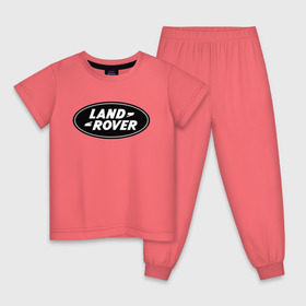 Детская пижама хлопок с принтом Land Rover logo в Тюмени, 100% хлопок |  брюки и футболка прямого кроя, без карманов, на брюках мягкая резинка на поясе и по низу штанин
 | Тематика изображения на принте: land rove | автомобиль land rove | автомобиль ланд ровер | ланд ровер
