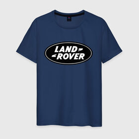 Мужская футболка хлопок с принтом Land Rover logo в Тюмени, 100% хлопок | прямой крой, круглый вырез горловины, длина до линии бедер, слегка спущенное плечо. | land rove | автомобиль land rove | автомобиль ланд ровер | ланд ровер