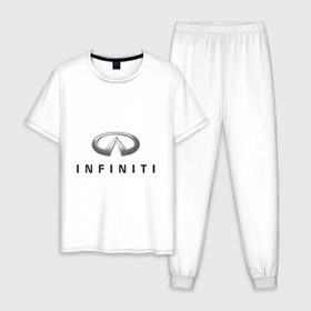 Мужская пижама хлопок с принтом Logo Infiniti в Тюмени, 100% хлопок | брюки и футболка прямого кроя, без карманов, на брюках мягкая резинка на поясе и по низу штанин
 | infiniti автомобиль | автомобиль инфинити | инфинити | логотип infiniti | логотип инфинити