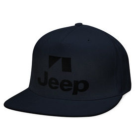 Кепка снепбек с прямым козырьком с принтом Jeep logo в Тюмени, хлопок 100% |  | jeep | автомобиль jeep | автомобиль джип | джип | логотип jeep | логотип джип