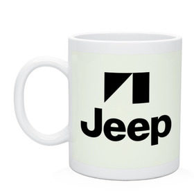 Кружка с принтом Jeep logo в Тюмени, керамика | объем — 330 мл, диаметр — 80 мм. Принт наносится на бока кружки, можно сделать два разных изображения | jeep | автомобиль jeep | автомобиль джип | джип | логотип jeep | логотип джип
