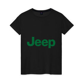Женская футболка хлопок с принтом Logo Jeep в Тюмени, 100% хлопок | прямой крой, круглый вырез горловины, длина до линии бедер, слегка спущенное плечо | jeep | автомобиль jeep | автомобиль джип | джип | логотип jeep | логотип джип